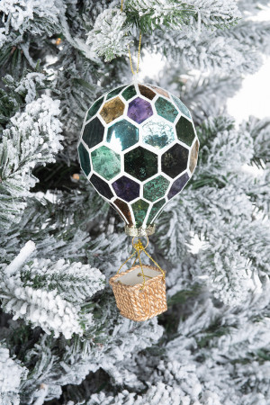 Винтажная стеклянная подвеска Воздушный шар  h-16,5 см., 1 шт., зеленый,  Karlsbach (12825)