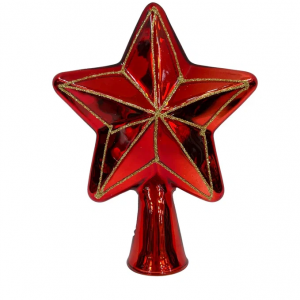 Елочная стеклянная макушка звезда Рубиновые лучи, 18 см., красный, Christmas DeLuxe (13958)