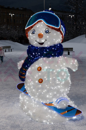 Светодиодная фигура из мишуры Снеговик Сноубордист 2.45 м., Conso (3DGR812)