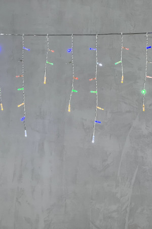 Светодиодная бахрома с колпачком 3,1*0,5 м., 120 разноцветных LED ламп, мерцание, прозрачный провод ПВХ, IP65, LTC (PIL120BLWCAP-10-2M)