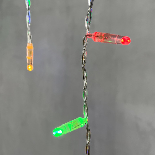 Светодиодная бахрома с колпачком 3,1*0,5 м., 120 разноцветных LED ламп, мерцание, прозрачный провод ПВХ, IP65, LTC (PIL120BLWCAP-10-2M)