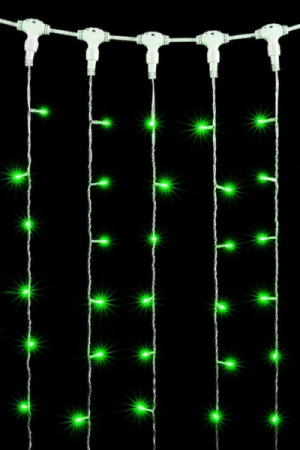 Светодиодный занавес 1*6 м., 600 зеленый LED ламп, прозрачный провод ПВХ, LTC (PCL601-10-2G)