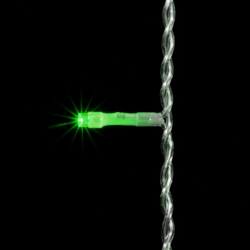 Светодиодный занавес 1*6 м., 600 зеленый LED ламп, прозрачный провод ПВХ, LTC (PCL601-10-2G)