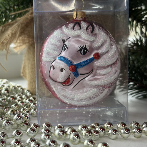 Ёлочное украшение Лошадка 90 мм., красный, стекло, Ёлочка (С1151/2)