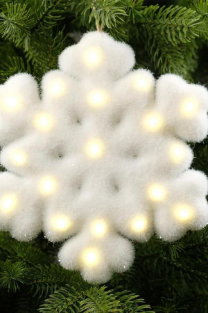 Светодиодная Снежинка 20 см., батарейки CR2032х2, свечение тёплое белое, Luazon Lighting (4843979)