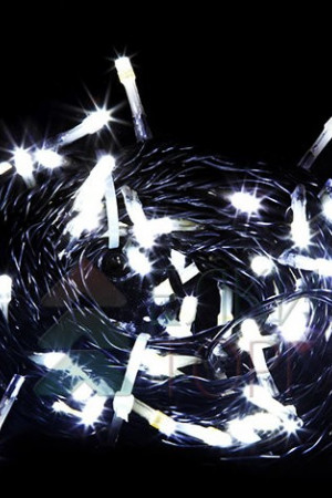 Светодиодная гирлянда мерцающая 10 м, 220-230V., 100 холодных белых LED ламп, черный ПВХ, Beauty Led (PST100BL-11-2W)