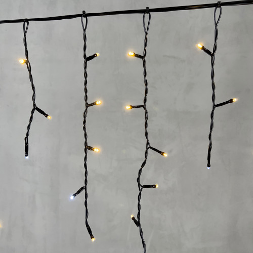 Светодиодная бахрома 3,1*0,5 м., 150 теплых белых LED ламп, мерцание, черный провод ПВХ, LTC (PIL150BLW-11-2WW)