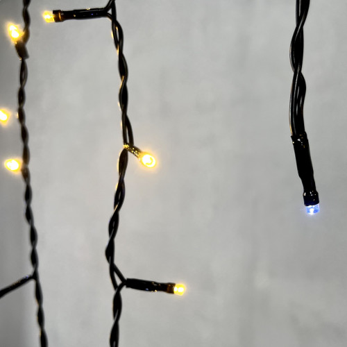 Светодиодная бахрома 3,1*0,5 м., 150 теплых белых LED ламп, мерцание, черный провод ПВХ, LTC (PIL150BLW-11-2WW)