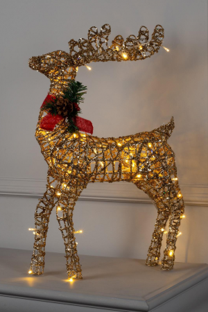 Светодиодная фигура Олень золотистый 35×60×10 см., металл, 220 В, мерцание, Luazon Lighting (3662047)