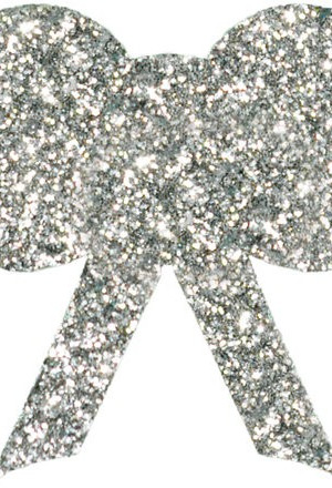 Бантик из пенофлекса с блестками 150 мм., серебро, ПромЕлка (Б1-150SILVER)