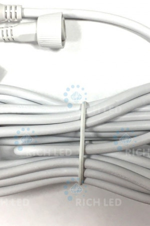 Удлинитель универсальный 2 pin 2 м., для нитей 10 м, бахромы, занавесов, белый цвет, Rich LED (RL-EC2-2-W)