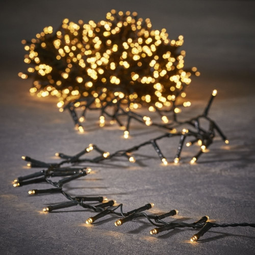 Светодиодная нить Snake Light 370 теплых белых ламп, 7.4 м., 24В, 8 режимов, зеленый провод, для елки 155 см., LUCA (83780)