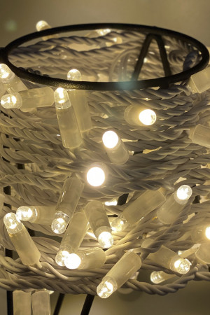 Светодиодная нить 100 теплых белых LED ламп, 10 м., 24В, статика, белый провод ПВХ, Teamprof (TPF-S10C-24V-CW/WW)