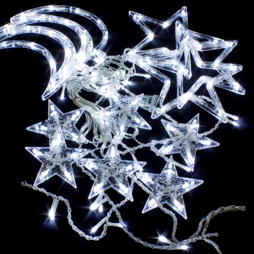 Гирлянда Бахрома Млечный путь 2,5*0,95*0,55 м., 138 холодных LED ламп, прозрачный провод, контроллер, Winner Light (w.02.5T.138.L+)