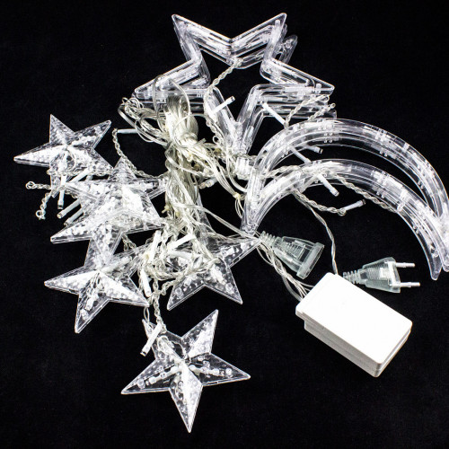 Гирлянда Бахрома Млечный путь 2,5*0,95*0,55 м., 138 холодных LED ламп, прозрачный провод, контроллер, Winner Light (w.02.5T.138.L+)