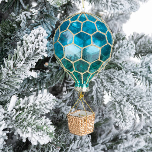 Винтажная стеклянная подвеска Воздушный шар  h-16,5 см., 1 шт., зеленый,  Karlsbach (12840)