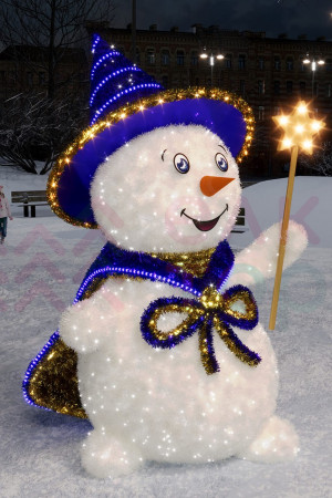 Светодиодная фигура из мишуры Снеговик Волшебник 2.5 м., Conso (3DGR813)