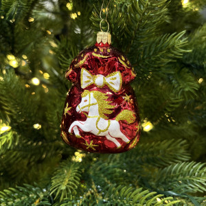 Ёлочное украшение Подарок 60 мм., красный, стекло, Ёлочка (С935/1)