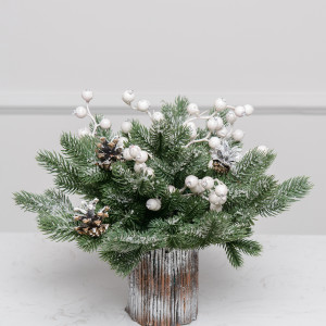 Рождественская композиция-букет Стильный, Белый, ЕлкиТорг (29028)