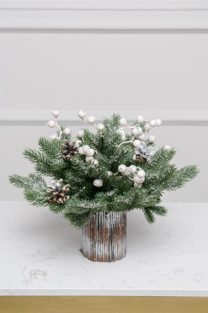 Рождественская композиция-букет Стильный, Белый, ЕлкиТорг (29028)