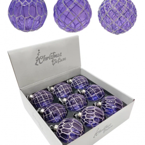 Набор винтажных стеклянных шаров Благородство 80 мм., синий-золото, 9 шт., Christmas DeLuxe (13047)