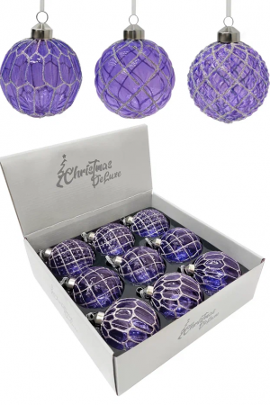 Набор винтажных стеклянных шаров Благородство 80 мм., синий-золото, 9 шт., Christmas DeLuxe (13047)