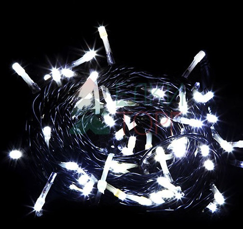 Комплект мерцающих гирлянд на деревья 100 м., 5 лучей по 20 м, 24V, 1000 холодных белых LED ламп, черный ПВХ, LTC (KDD1000BLW-11-1W)