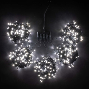 Комплект мерцающих гирлянд на деревья 100 м., 5 лучей по 20 м, 24V, 1000 холодных белых LED ламп, черный ПВХ, LTC (KDD1000BLW-11-1W)