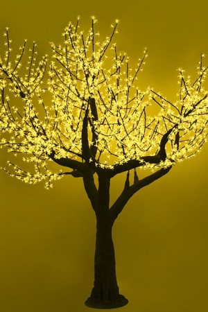 Светодиодная флористика дерево Сакура 3 м., 220V, 2600 желтых LED ламп, черный провод, Beauty Led (S26-350-Y)