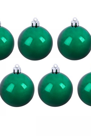 Набор пластиковых шаров 60 мм., зеленый глянец, 6 шт., Snowmen (ЕК0373)