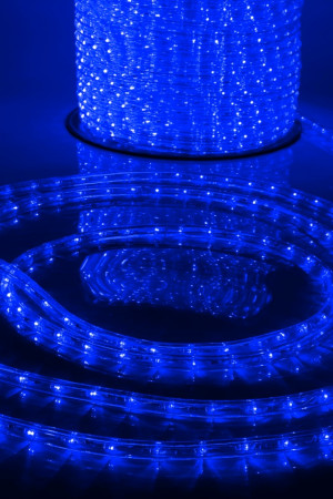 Дюралайт светодиодный 2-х проводной, диаметр 13 мм., 220В, синие LED лампы 36 шт на 1 м., бухта 100 м., статика, Teamprof (TPF-DL-2WH-100-240-B)