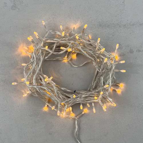 Светодиодная нить 100 желтых LED ламп, 10 м., 24В., прозрачный провод ПВХ, LTC (PST100-10-1Y)