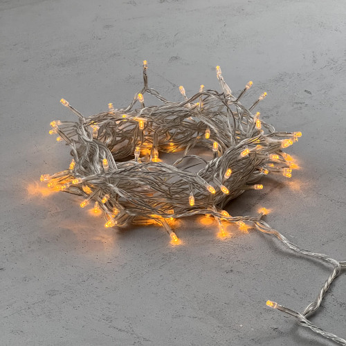 Светодиодная нить 100 желтых LED ламп, 10 м., 24В., прозрачный провод ПВХ, LTC (PST100-10-1Y)