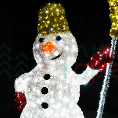 Светодиодная фигура из мишуры Снеговик на санках 2.8 м., Conso (3DGR317)