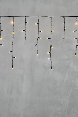 Светодиодная бахрома с колпачком 3,1*0,5 м., 120 желтых LED ламп, мерцание, черный провод ПВХ, IP65, LTC (PIL120BLWCAP-11-2Y)