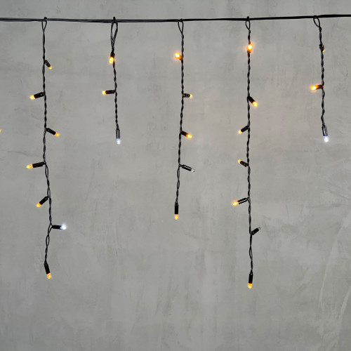 Светодиодная бахрома с колпачком 3,1*0,5 м., 120 желтых LED ламп, мерцание, черный провод ПВХ, IP65, LTC (PIL120BLWCAP-11-2Y)