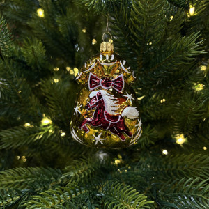 Ёлочное украшение Подарок 60 мм., золотой, стекло, Ёлочка (С935/2)