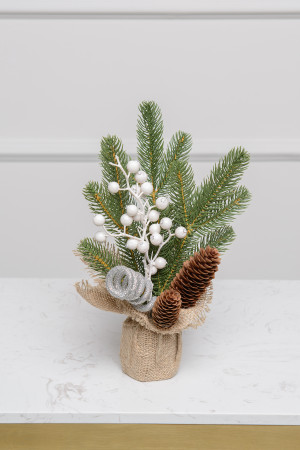 Хвойный букет Лесная Ягодка, белый, ЕлкиТорг (29026)