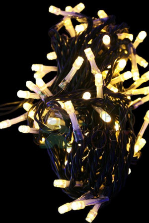 Светодиодная гирлянда мерцающая 10 м, 220-230V., 100 теплых белых LED ламп, черный ПВХ, Beauty Led (PST100BL-11-2WW)