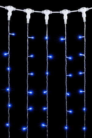 Светодиодный занавес 2*1 м., 200 синих LED ламп, прозрачный провод ПВХ, LTC (PCL202-10-2B)