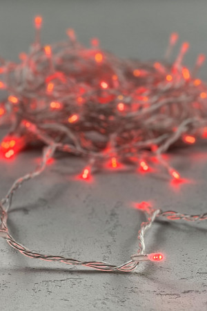 Светодиодная нить 100 красных LED ламп, 10 м., 24В., прозрачный провод ПВХ, LTC (PST100-10-1R)