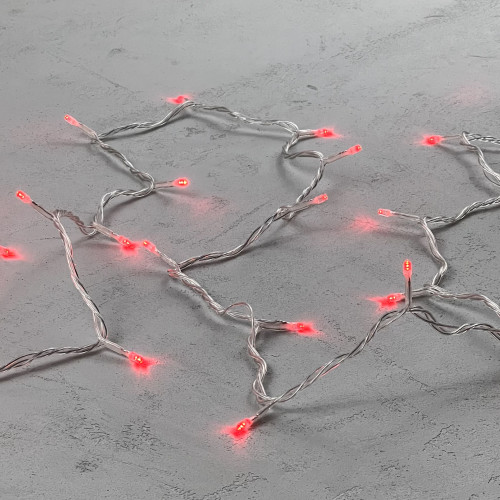Светодиодная нить 100 красных LED ламп, 10 м., 24В., прозрачный провод ПВХ, LTC (PST100-10-1R)