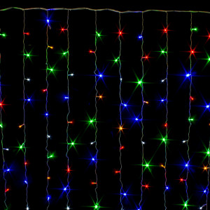 Занавес с мерцающим диодом 2*2 м., 220V, 240 разноцветных LED ламп, прозрачный провод, Winner Light (m.03.5T.240+)