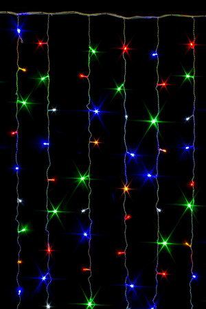 Занавес с мерцающим диодом 2*2 м., 220V, 240 разноцветных LED ламп, прозрачный провод, Winner Light (m.03.5T.240+)