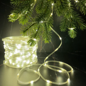 Светодиодная нить Роса 1000 теплых ламп, 50 м., плоский провод, прозрачный провод, Luca (89957)