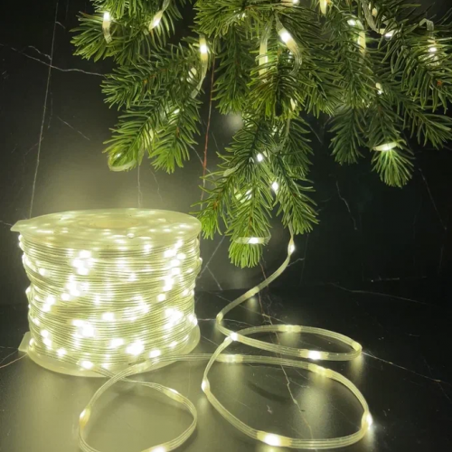 Светодиодная нить Роса 1000 теплых ламп, 50 м., плоский провод, прозрачный провод, Luca (89957)