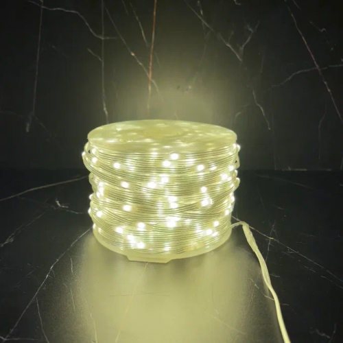 Светодиодная нить Роса 1000 теплых ламп, 50 м., плоский провод, прозрачный провод, Luca (89957)