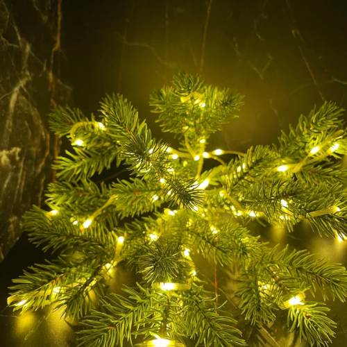 Светодиодная нить Роса 1000 теплых ламп, 50 м., плоский провод, прозрачный провод, Luca (89957)