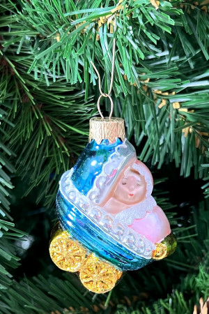 Елочное украшение Коляска, стекло, 8 см., 1 шт., Витус (А131)