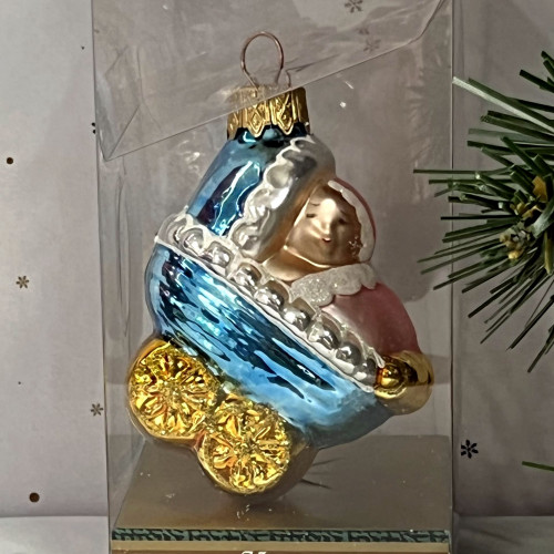 Елочное украшение Коляска, стекло, 8 см., 1 шт., Витус (А131)